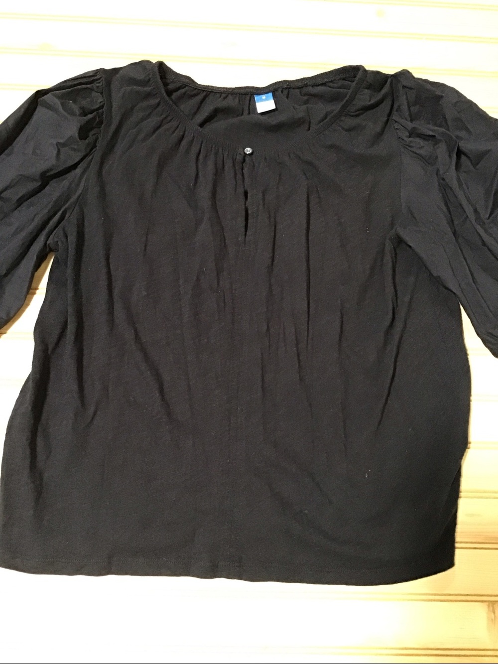 Old Navy Slub Knit Puff Sleeve 100% Cotton Peasant Top Cottage‎ core Whimsigoth